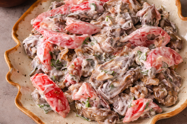 Вкусный салат с баклажанами, помидорами и чесноком: чем заправить