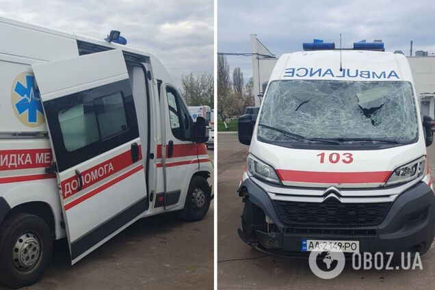 Було повторне влучання: у Києві під час російського обстрілу постраждали медики швидкої. Фото
