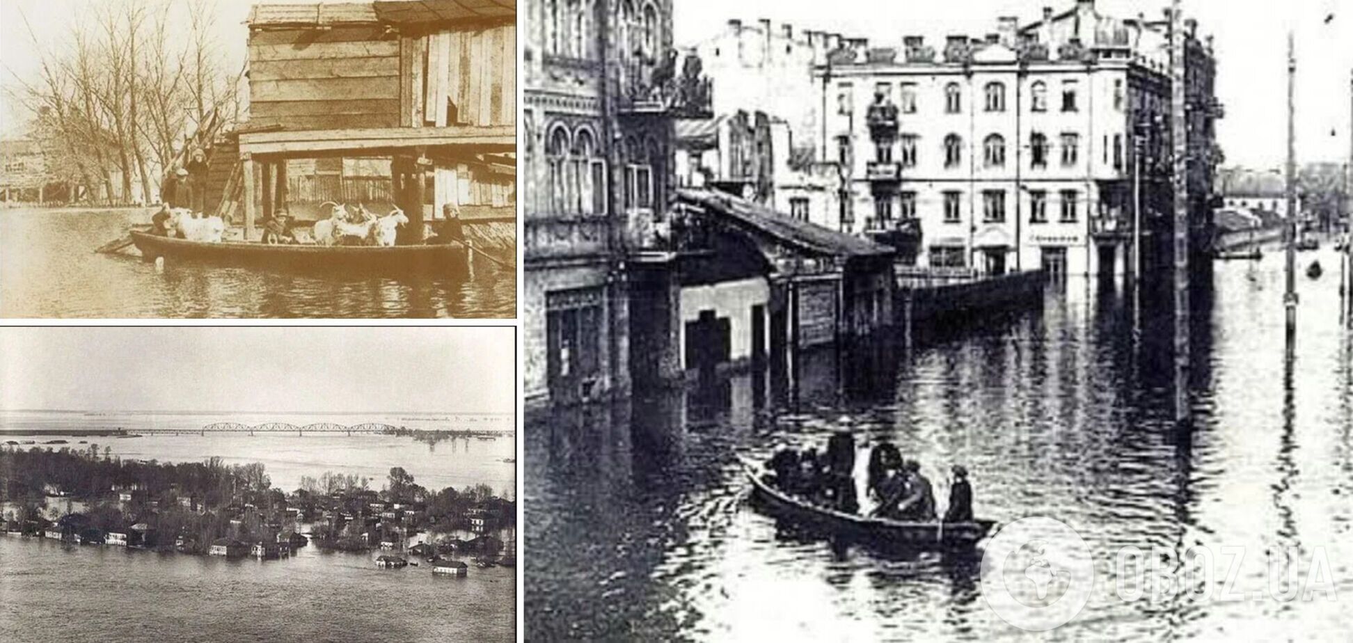 Люди ловили рибу прямо у себе вдома: у мережі показали, як затопило Поділ у Києві в 1931 році. Фото