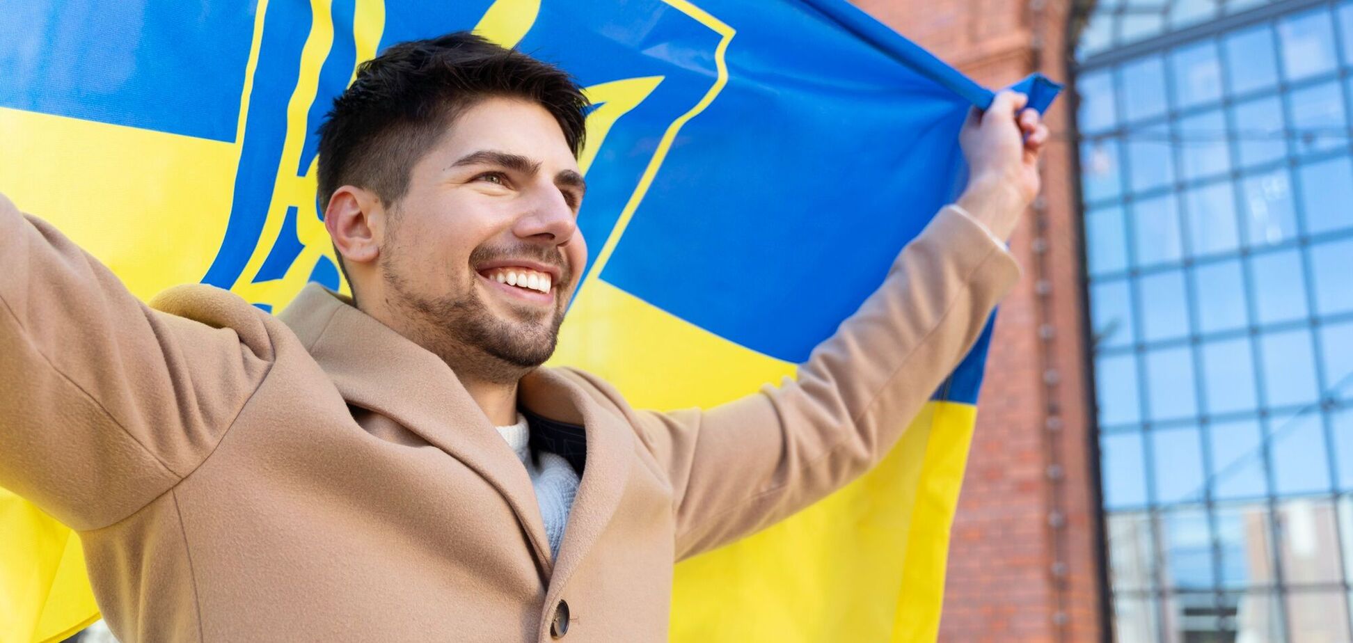 Ілюстрація - чоловік з прапором України