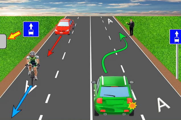 Кому запрещена выбранная траектория движения? Тест на знание ПДД