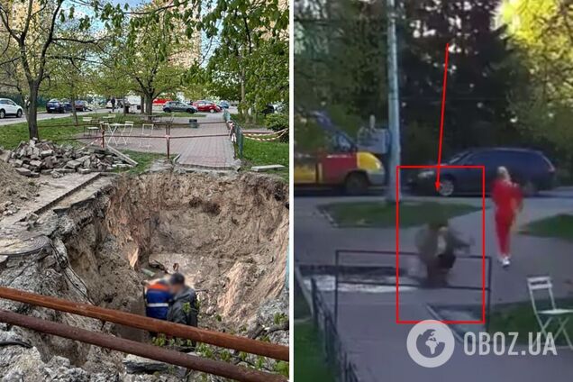 В Киеве на Оболони девушку госпитализировали после падения в яму с водой. Подробности, фото и видео