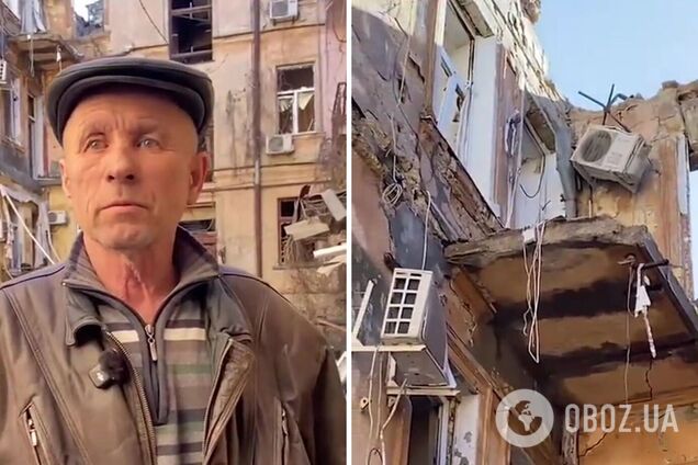 'Выбежали на кухню': житель Одессы рассказал о российской атаке и ее последствиях. Видео
