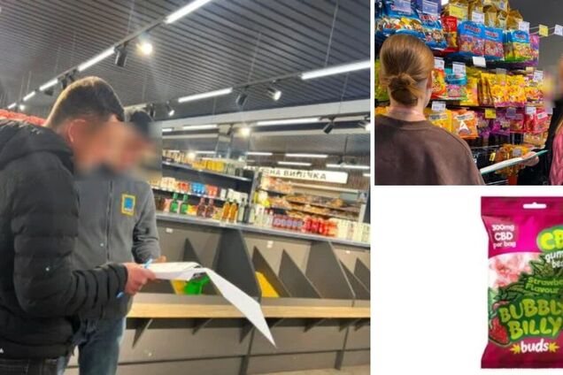 Фотографії проведення перевірок Держ­прод­спо­жив­служ­бою та фотографія небезпечного продукту