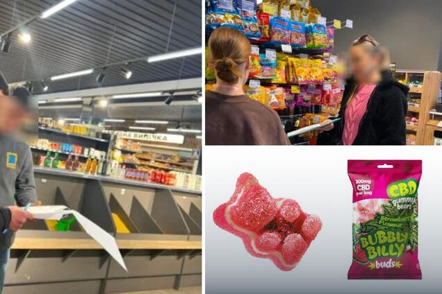 Фотографії проведення перевірок Держ­прод­спо­жив­служ­бою та фотографія небезпечного продукту