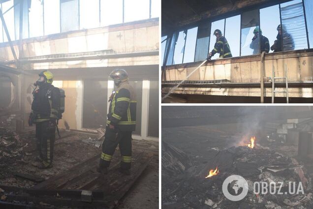 В Киеве обломки российского БпЛА упали на офисное здание, вспыхнул пожар. Подробности и фото