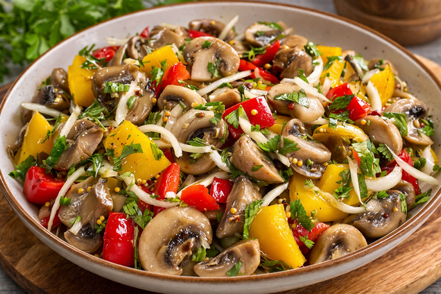 Как вкусно замариновать шампиньоны: рецепт с болгарским перцем и зеленью