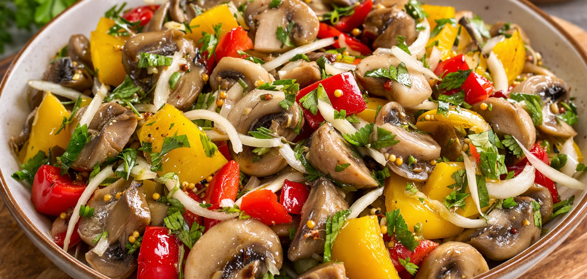 Как вкусно замариновать шампиньоны: рецепт с болгарским перцем и зеленью