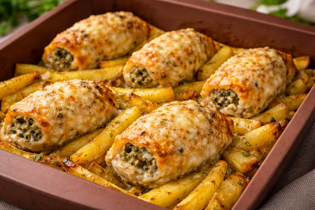 Як смачно запекти картоплю з курячими рулетиками: простий рецепт для ситного обіду
