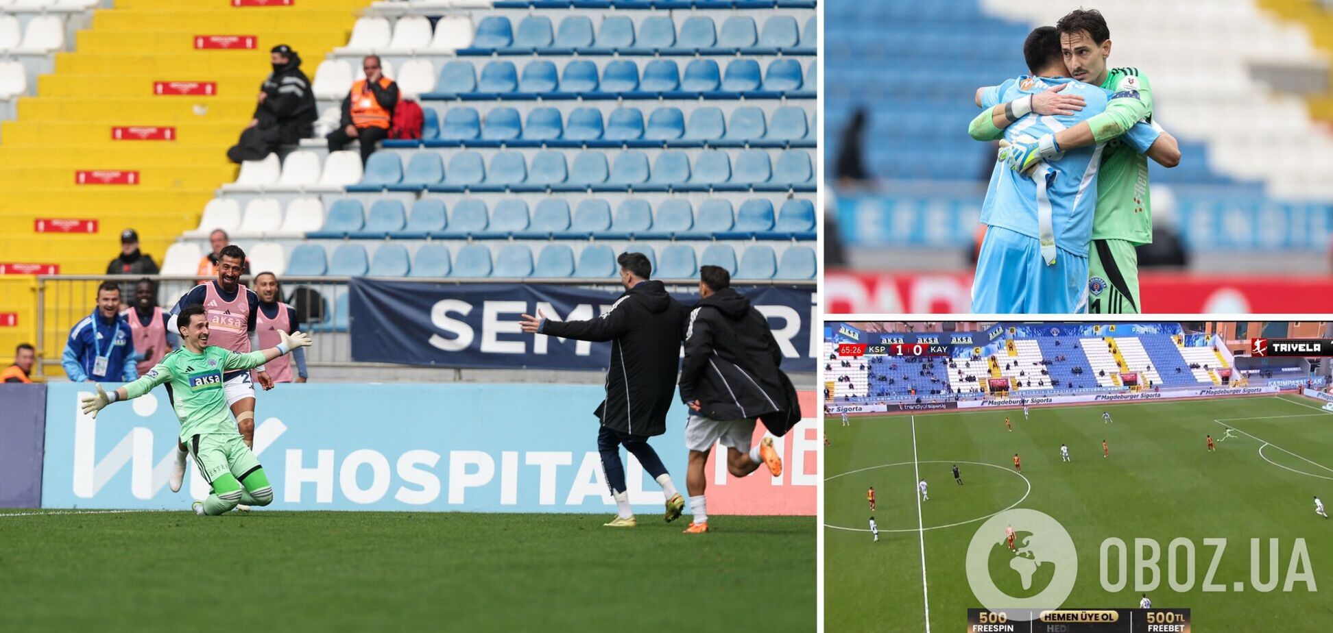 Турецкий голкипер забил фантастический гол ударом через все поле. Видео