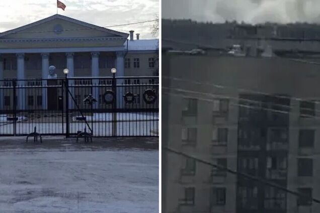 В Москве загорелось военное училище повышенного ранга. Видео