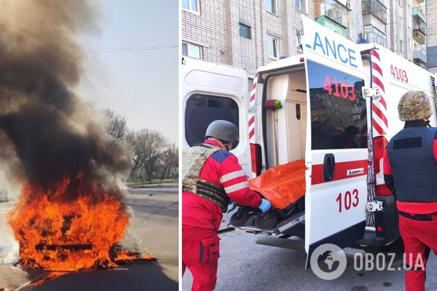 Оккупанты нанесли удары по Никополю: горело авто, среди пострадавших – маленький ребенок. Фото