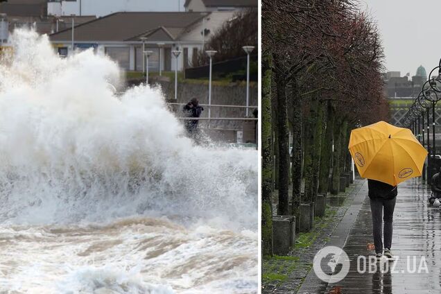 В Ирландии бушевал мощный шторм: обесточены тысячи домов, отменены авиарейсы. Фото