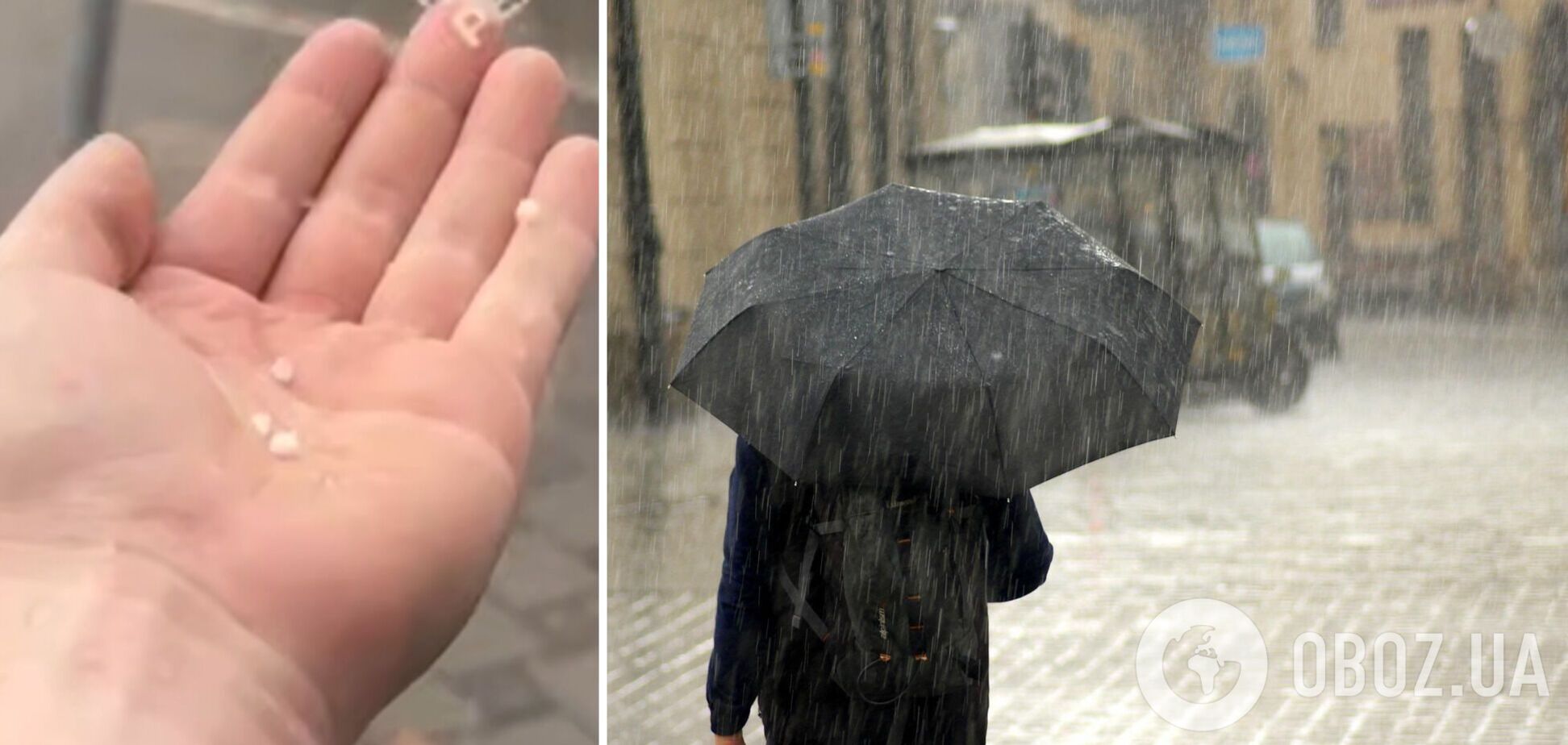 Киев накрыл дождь с градом. Фото и видео
