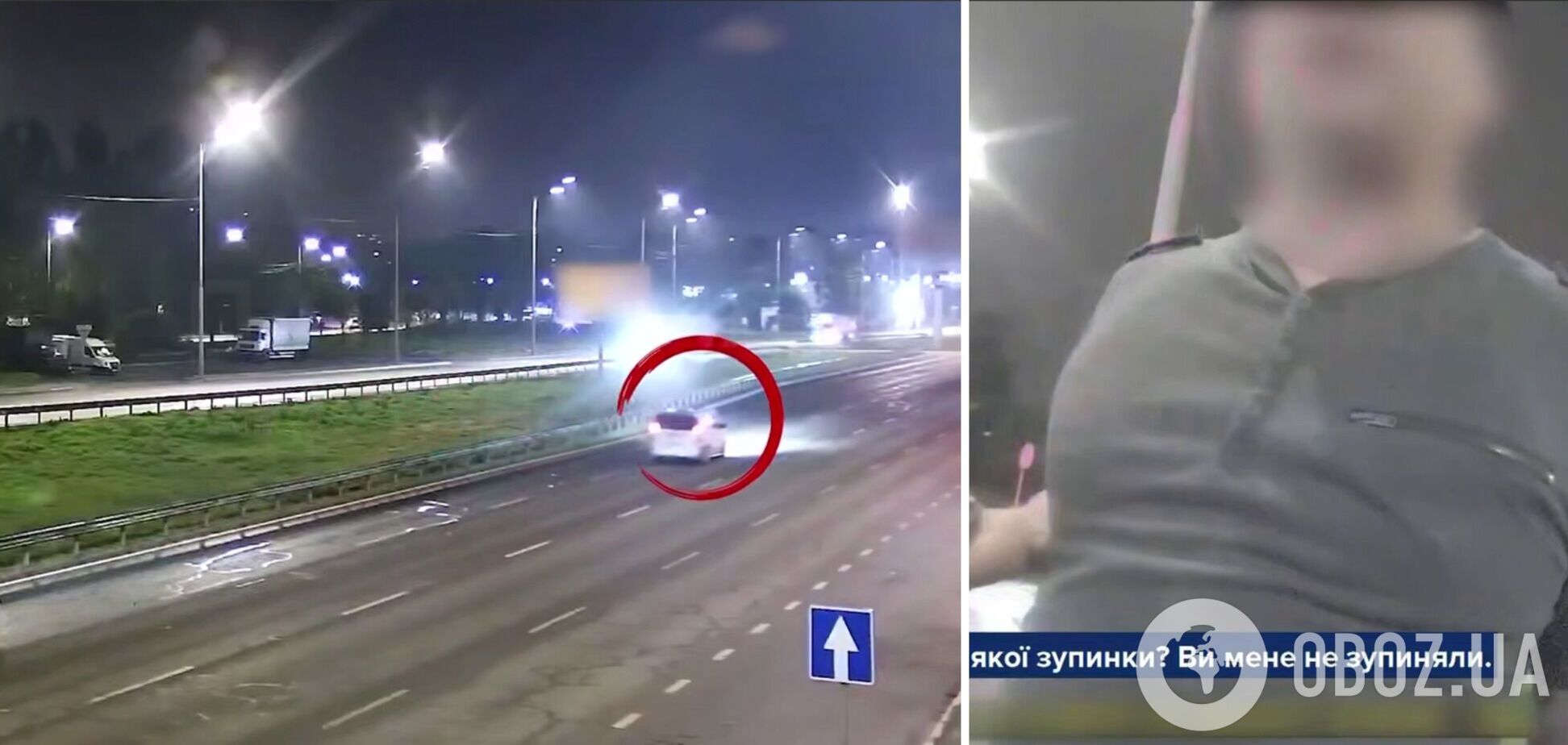 У Києві п’яний водій Mercedes на швидкості протаранив відбійник та влаштував сварку з поліцією. Відео