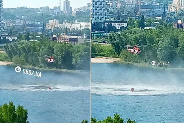 В Киеве задействовали вертолеты для тушения пожаров, которые возникли после атаки РФ. Фото