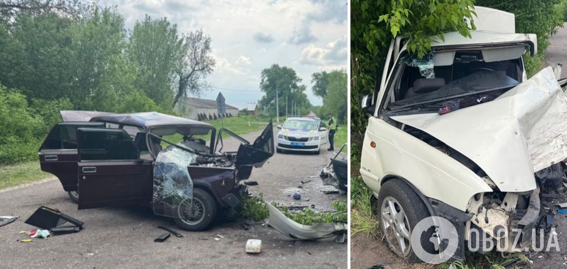 На Київщині сталось лобове зіткнення двох авто: машини перетворились на купи металу, є постраждалі. Фото