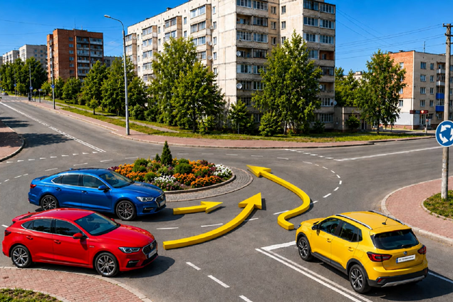 Як авто проїдуть кругове перехрестя? Тест на знання ПДР