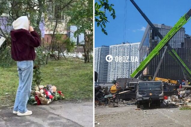 Квіти, фото та дитячі іграшки: у Києві люди вшановують пам'ять загиблих в будинку внаслідок атаки РФ. Фото та відео