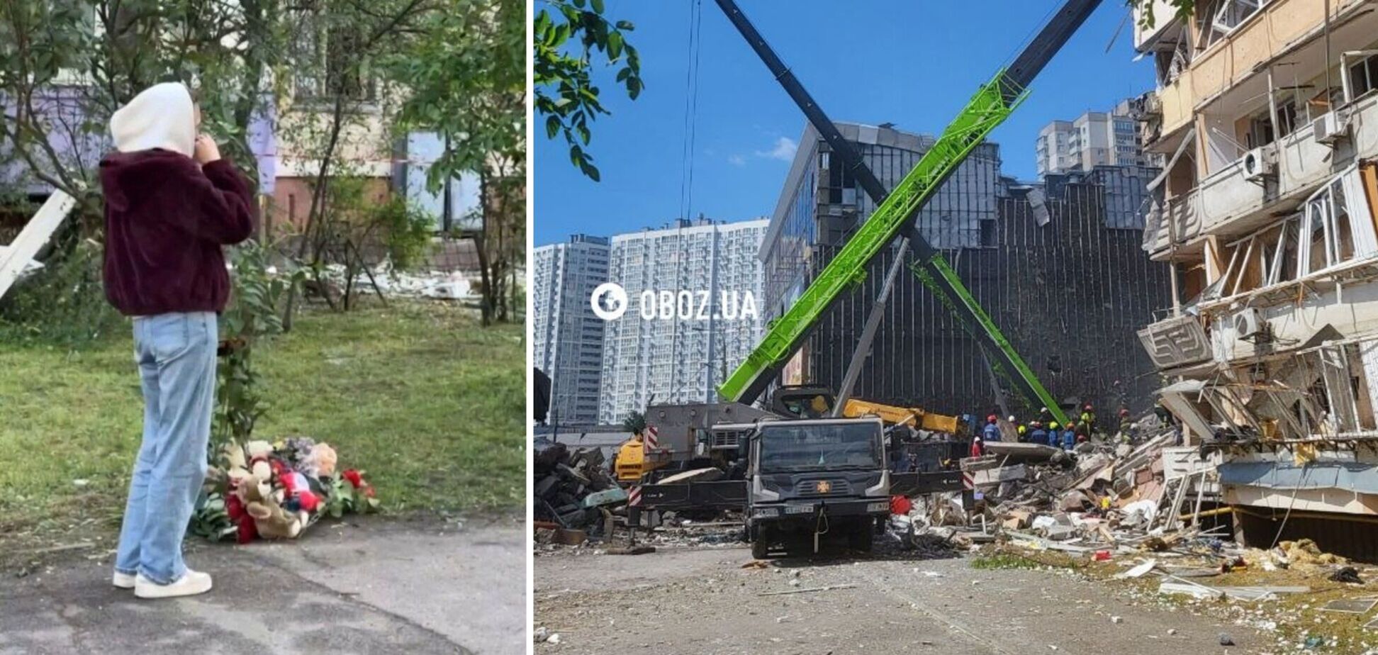 Квіти, фото та дитячі іграшки: у Києві люди вшановують пам'ять загиблих в будинку внаслідок атаки РФ. Фото та відео