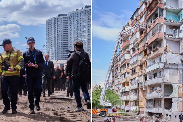 'Свидетельство нежелания агрессора прекращать войну': иностранным дипломатам показали последствия удара РФ по дому в Киеве. Фото