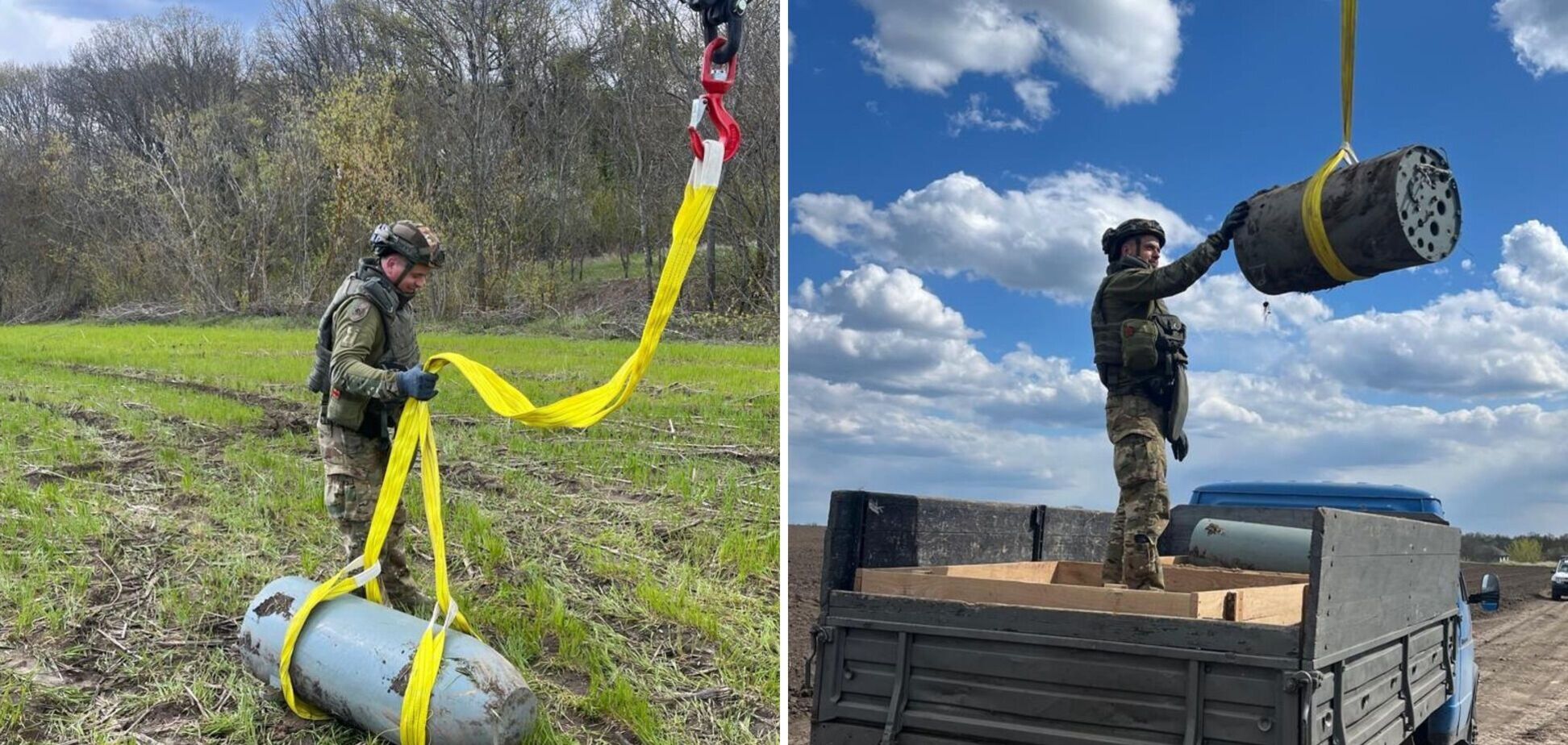 На Кіровоградщині знешкодили 400-кілограмові нерозірвані бойові частини ворожої ракети. Фото
