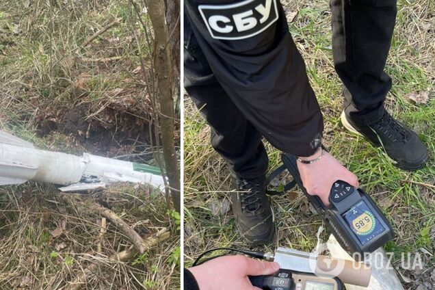 СБУ виявила підвищений радіаційний фон на уламках ракети з російського дрона, яким ворог атакував Чернігівщину. Фото