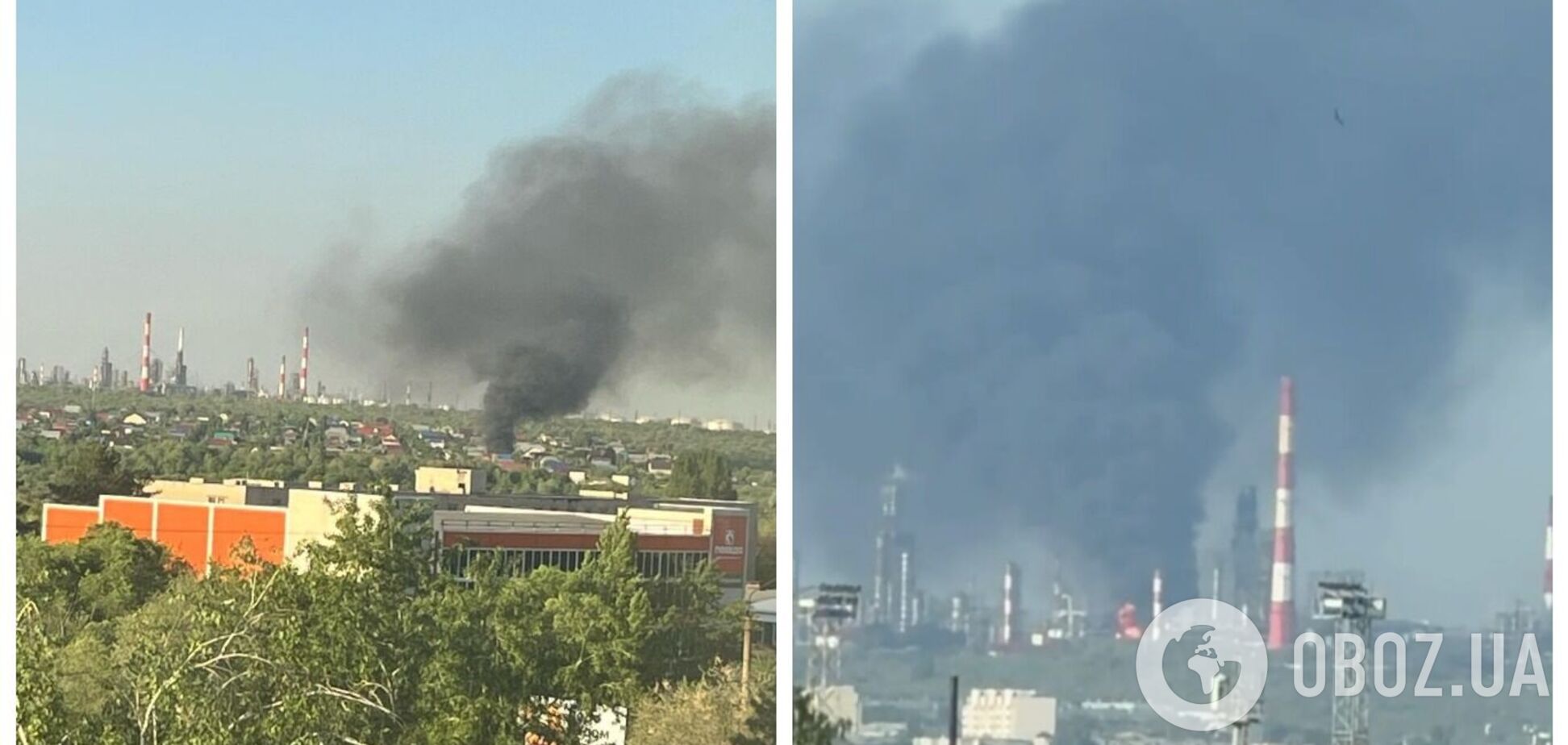 В Сызрани атакован НПЗ: после взрывов произошел пожар, поднялся дым. Фото и видео