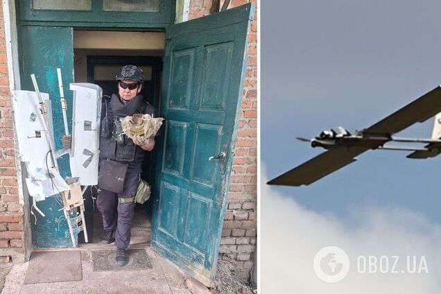 На Харківщині сапери зняли з даху будинку російський безпілотник із протитранспортною міною. Фото