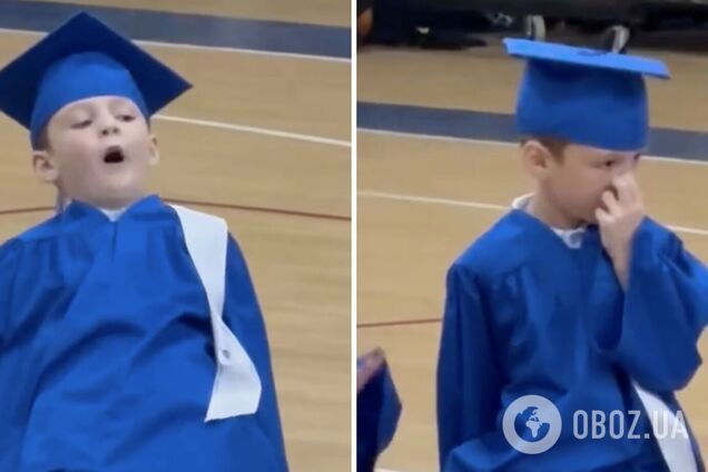 Прошел все стадии скуки: 6-летний мальчик на выпускном в детском саду стал звездой сети