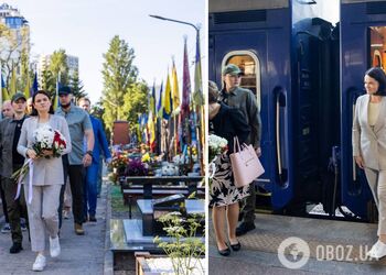 Тихановская прибыла с визитом в Киев и почтила память белоруски, которая погибла в боях за Украину. Фото