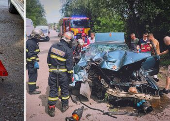 Под Киевом легковушка на скорости въехала в дерево: среди пострадавших беременная и дети. Подробности и фото
