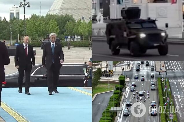 В кортеже Путина в Астане заметили броневик с местом для пулеметчика на крыше. Фото