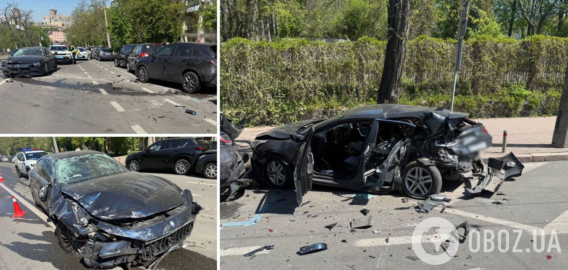 В Киеве на Печерске пьяный водитель Maserati, убегая от полиции, устроил массовое ДТП: есть пострадавший. Подробности и видео