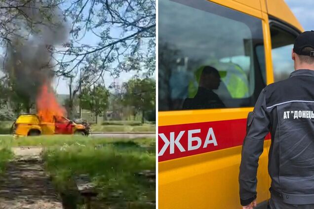 Войска РФ атаковали дроном спецтранспорт газовиков на Донетчине : авто сгорело дотла. Видео