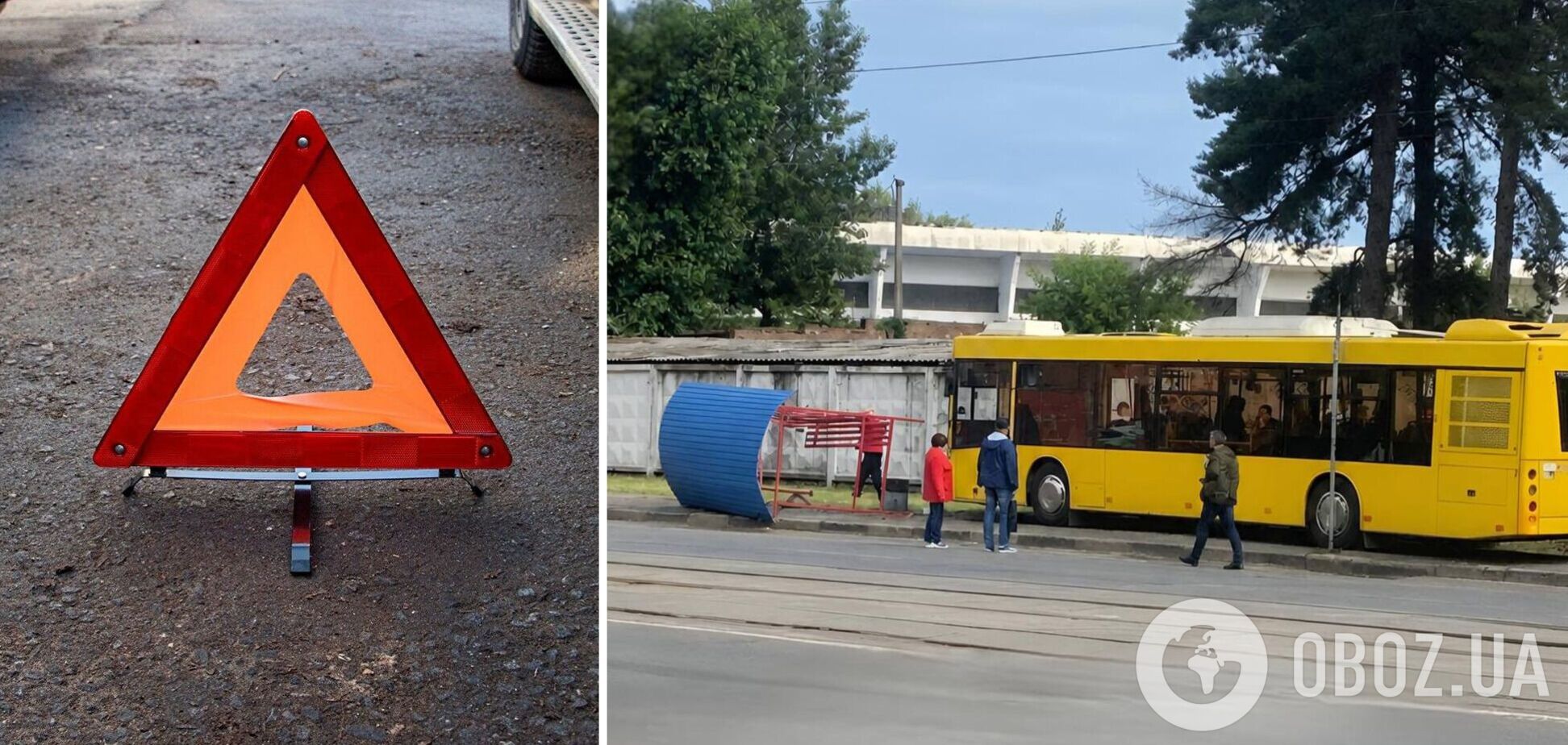 У Києві на Рембазі автобус зніс зупинку громадського транспорту
