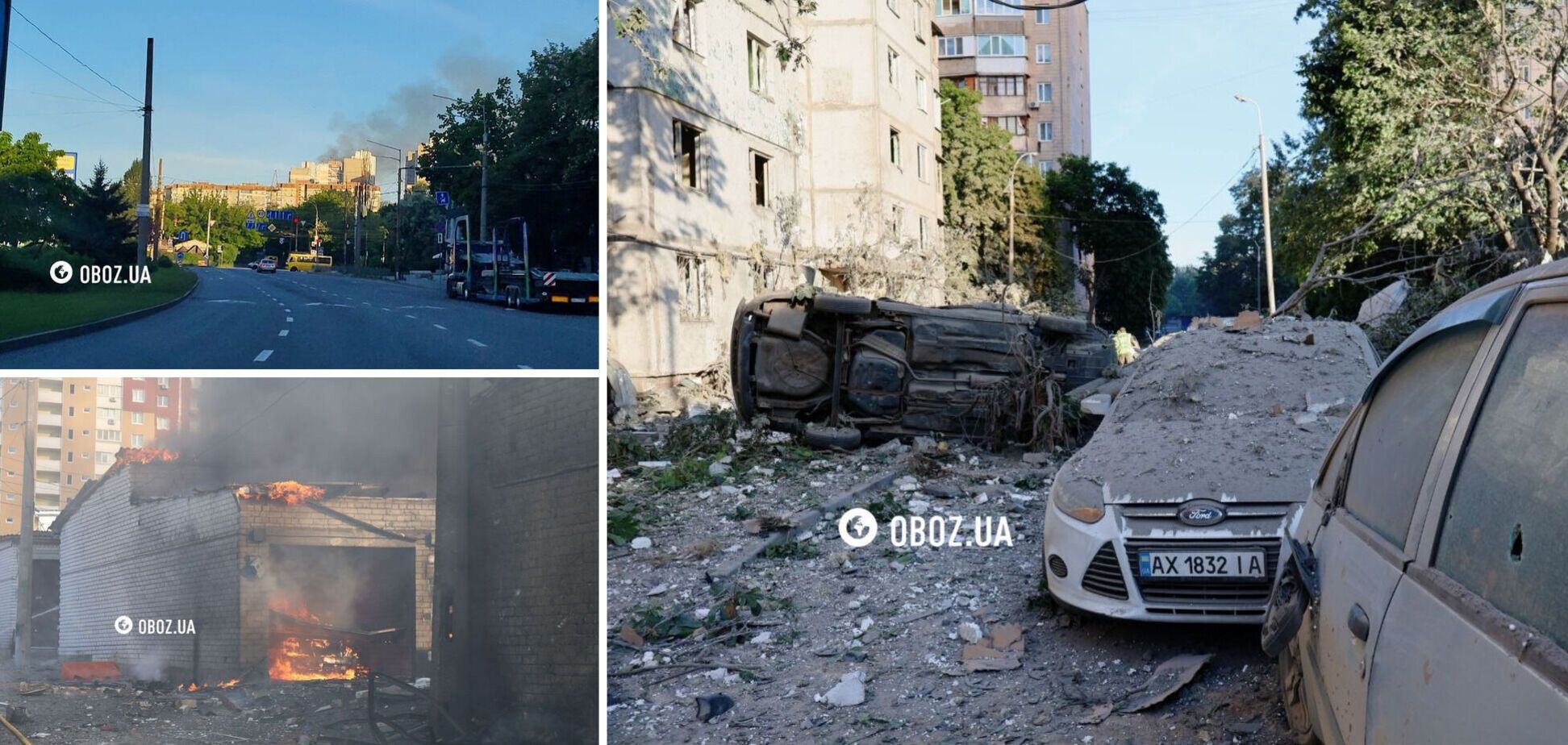 Понівечені авто, уламки скрізь і дим: наслідки удару РФ по Виноградарі в Києві. Фото і відео