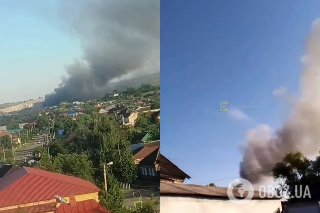 Під ударом був завод: у Бєлгородській області після вибухів сталась пожежа, піднявся дим. Фото і відео