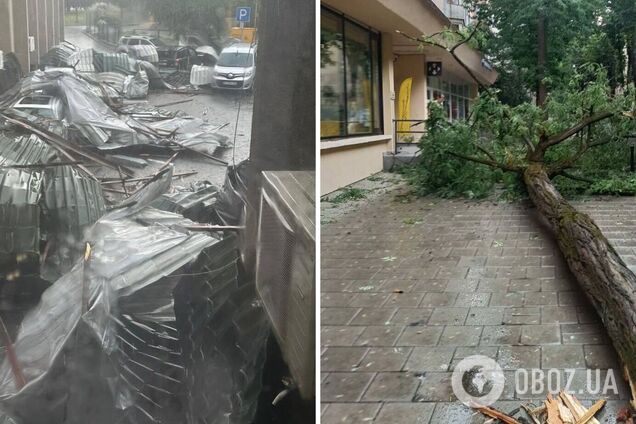 Львов неожиданно накрыло ураганом: ветер сорвал крыши и повалил много деревьев. Видео