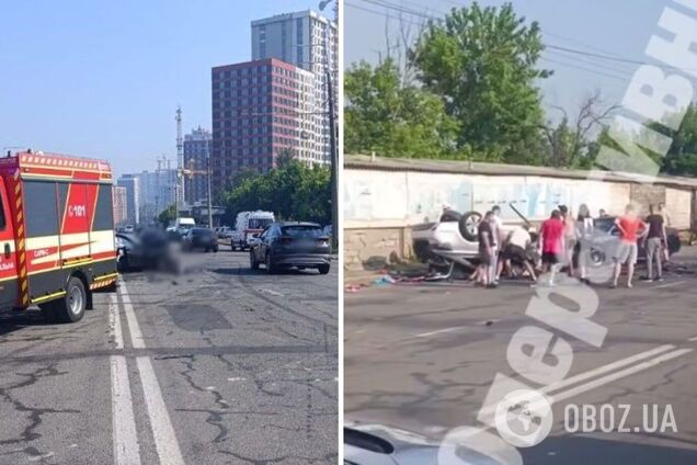 В Киеве произошло крупное ДТП: есть пострадавшие, образовалась пробка. Подробности, фото и видео