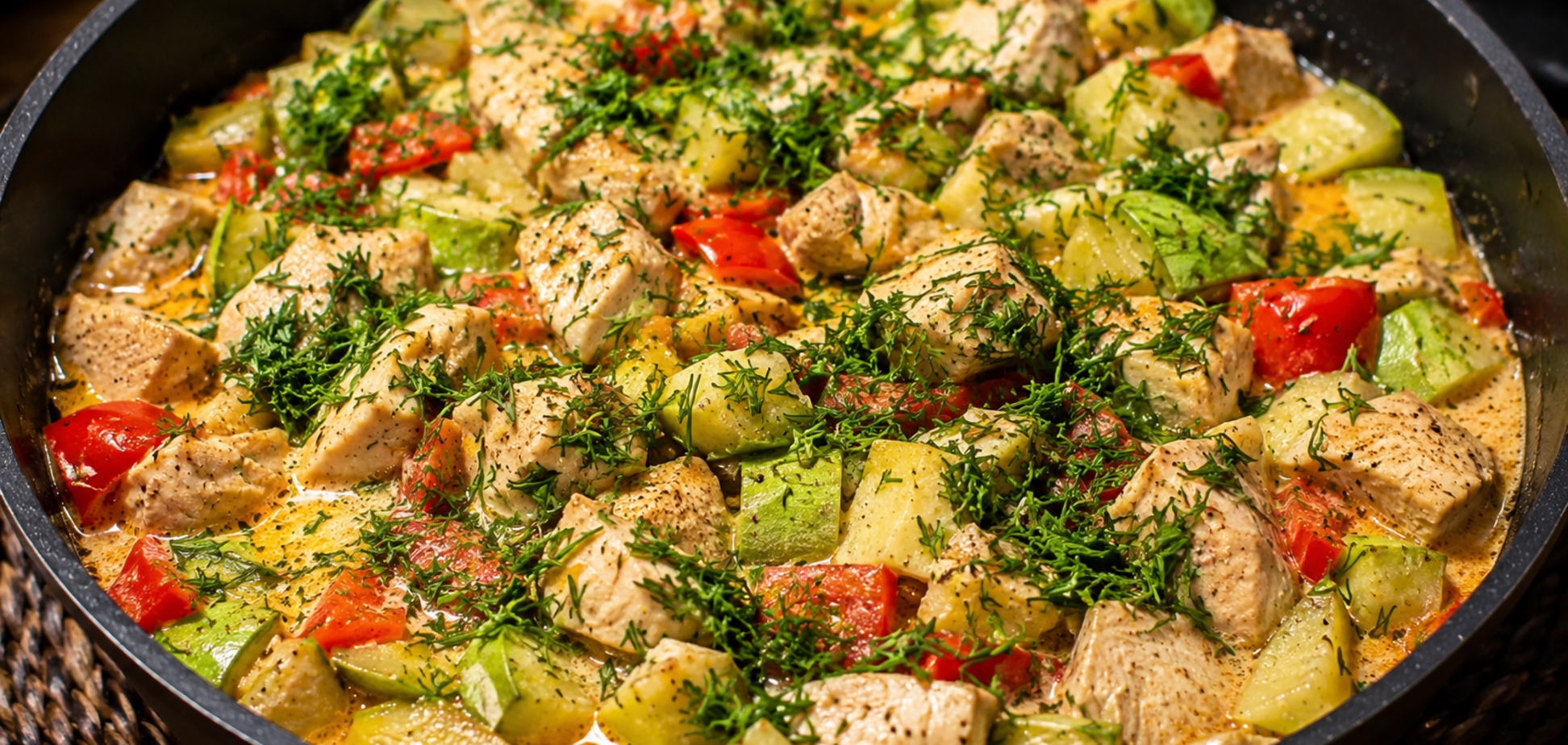 Нежная курица с овощами в сливочном соусе: можно очень вкусно приготовить на обед