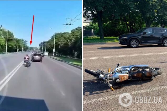 На Київщині мотоцикліст зіткнувся з легковиком. Момент смертельної ДТП потрапив на відео