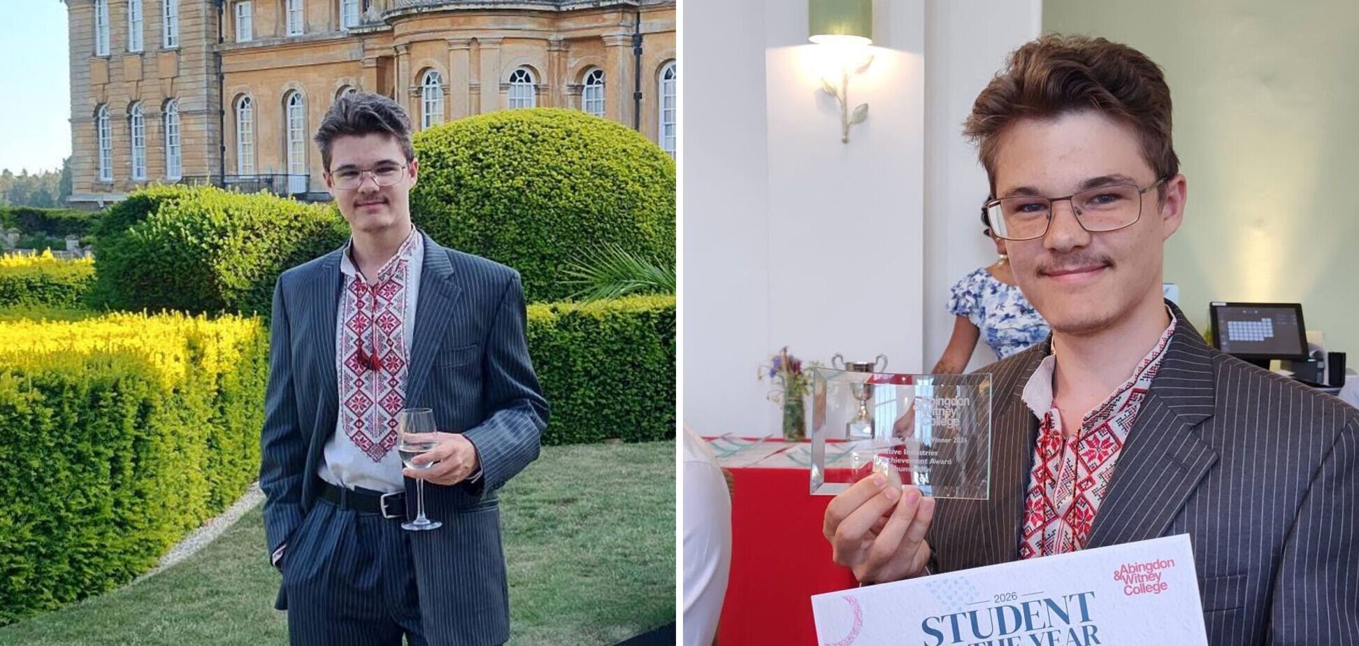Українець став студентом року в коледжі Англії: нагороду вручали в Blenheim Palace, де народився і жив Черчилль. Фото