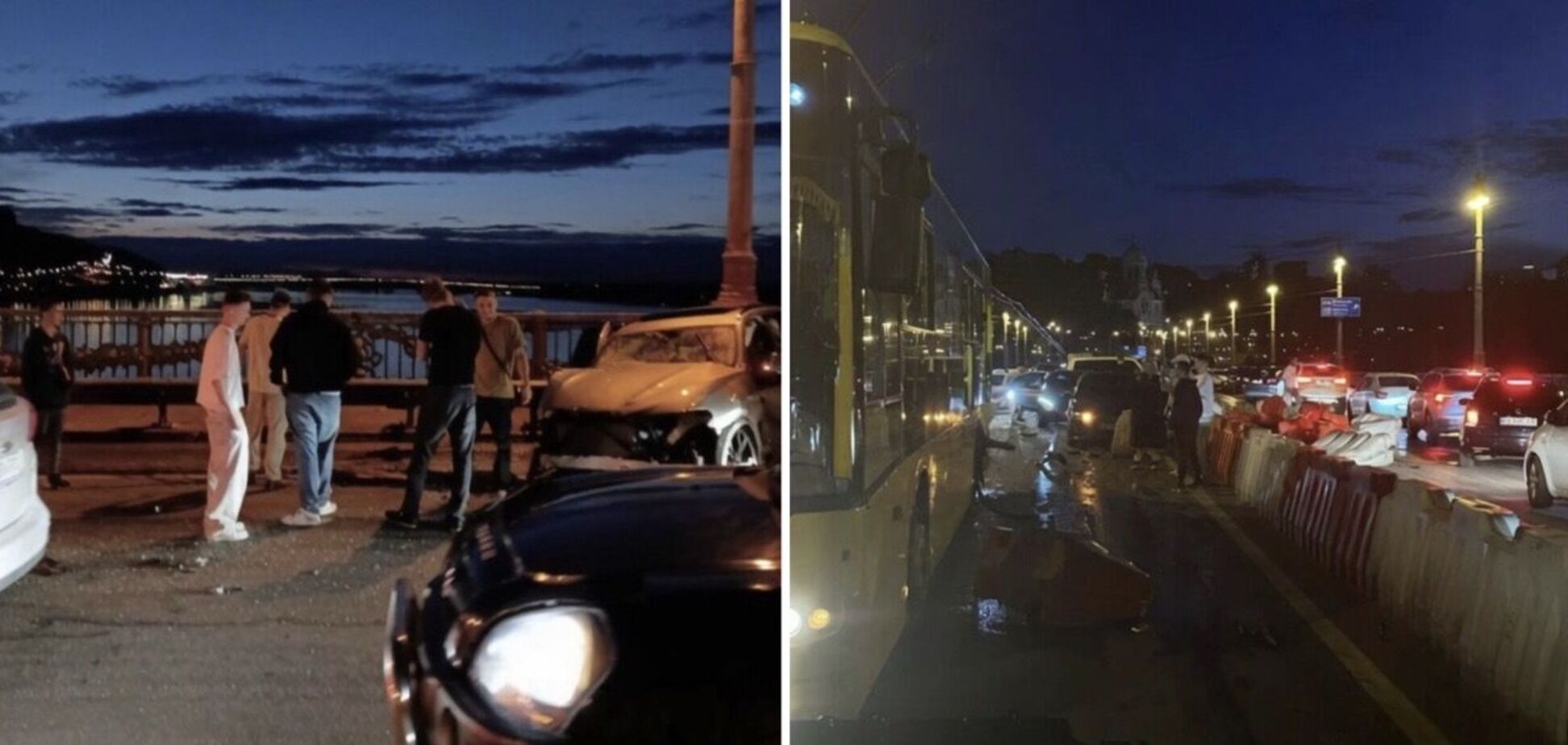 На мосту Патона BMW влетіло у тролейбус: страшний момент зняли на відео