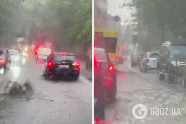Львів накрила потужна злива з грозою: затопило вулиці, під'їзди і каналізацію. Відео
