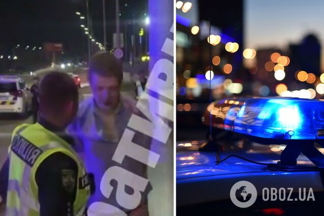В Киеве водитель, убегая от полиции, сбил военного и повредил несколько служебных автомобилей. Видео
