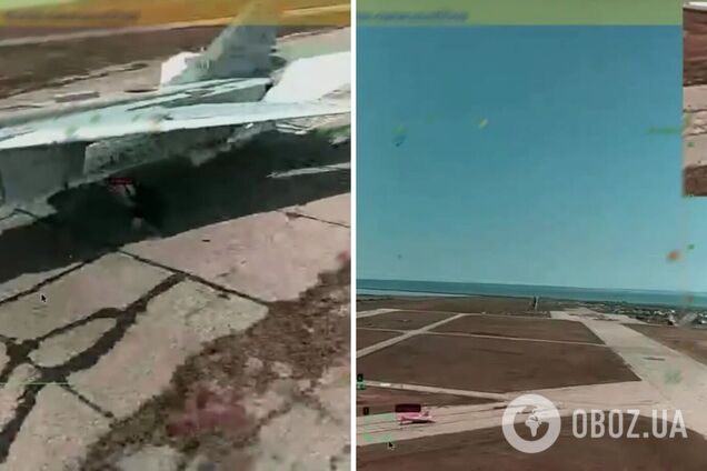 Ударные дроны уничтожили вражеский бомбардировщик Су-24М на аэродроме 'Саки' в Крыму. Видео