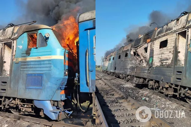 В Запорожской области вражеский БПЛА попал в пассажирский поезд: ранена проводница. Фото