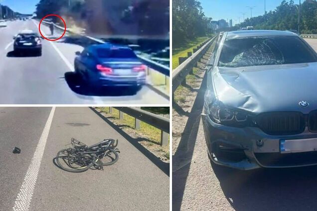 В Киеве пьяный водитель BMW на обочине сбил насмерть 17-летнего велосипедиста и протаранил учебный автомобиль. Подробности и фото