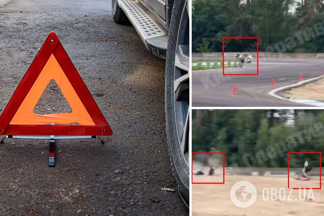 Під Києвом під час перегонів зіткнулись два мотоциклісти: є постраждалі. Момент ДТП потрапив на відео
